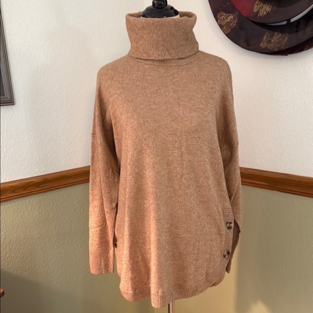 Madewell Crestland wool alpaca blend brown turtleneck tunic sweater large